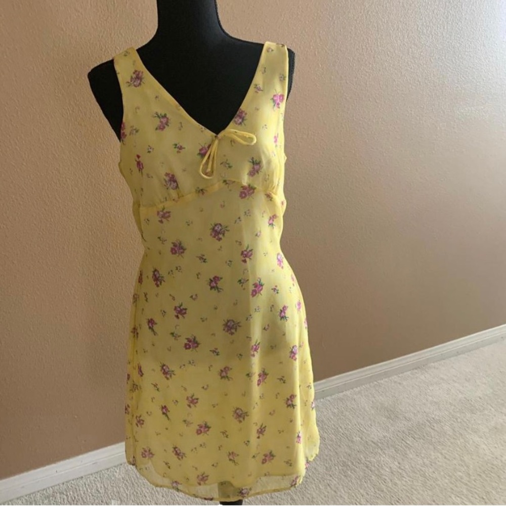 Yellow floral mini dress